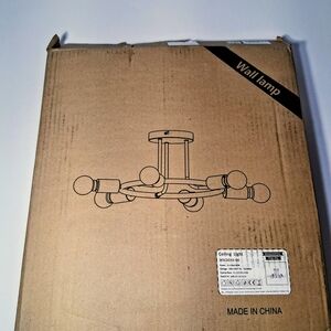 Ceiling Light Fixture - Matte Black & Brass Tone